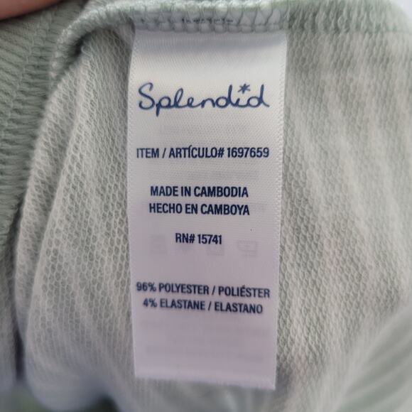 Splendid Size S Green Striped Lounge Top Soft Long Sleeve Chest Pocket Casual - Picture 8 of 9